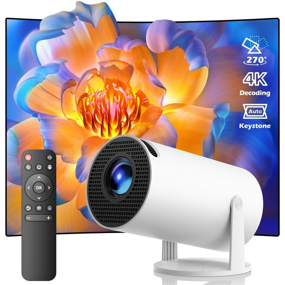 CAMPARK Mini Projector Support 4K 1080P,  Portable Smart Movie Video Projector Compatible with Phone