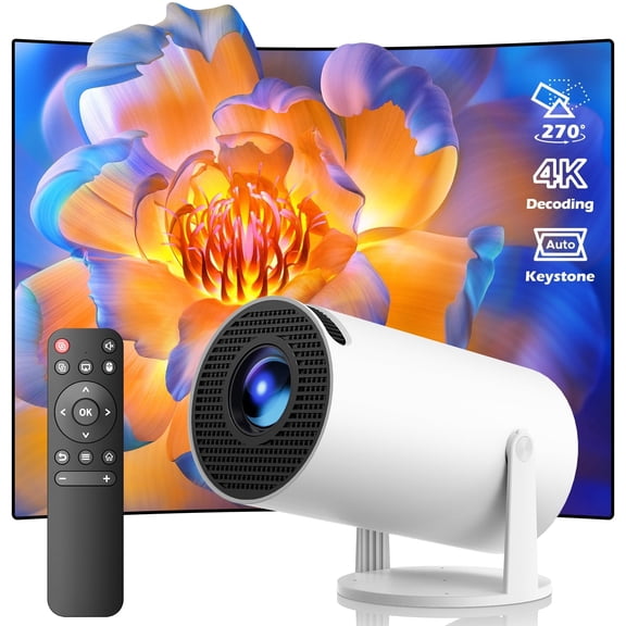 Projector with WiFi and Bluetooth, Mini Projector, 4K 1080P Support Portable Wireless Movie Projectors 220 Rotatable 130'' Screen Auto Keystone Compatible with HDMI/iPhone/TV Stick for Bedroom
