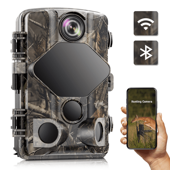 CAMPARK Native 4K 30fps WiFi Trail Camera 32MP Bluetooth Game Hunting Camera with 65FT Infrared Night Vision Motion Activated Waterproof 120 Wide Angle Wildlife Monitoring 2.4" LCD Deer Trail Cam