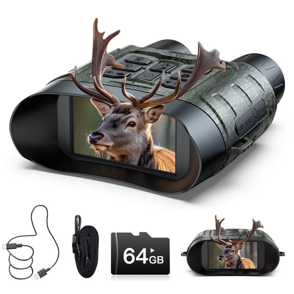 CAMPARK Night Vision Goggles for Adults, 4K 112MP Night Vision Binoculars with 12X Zoom & 5000mAh Battery,1300ft Range, 64GB TF Card, 3'' HD Screen Infrared Binoculars for Hunting, Camping & Security