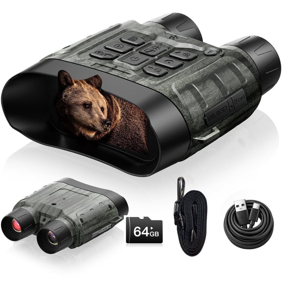 Campark 4K Night Vision Goggles 112MP Binoculars for Adults 18x Zoom 5000mAh Battery 64GB Card for Hunting Camping