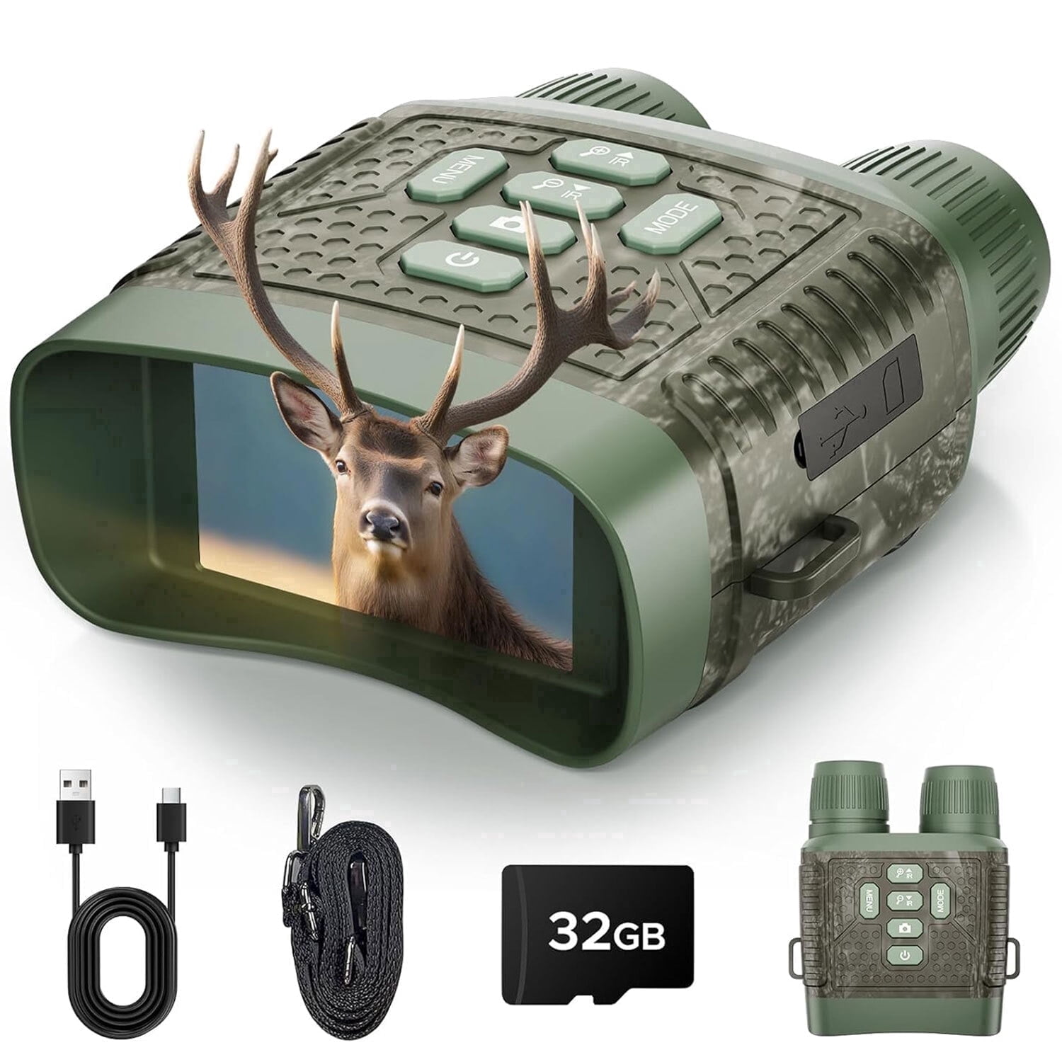 CAMPARK NV02 Night Vision Goggles, 4K 48MP Night Vision Binoculars, 3'' HD Screen & 10X Zoom & 5000mAh Battery, 32GB Card Included, Infrared Vision, 1300ft Range, Perfect for Outdoor, Camping & Secur
