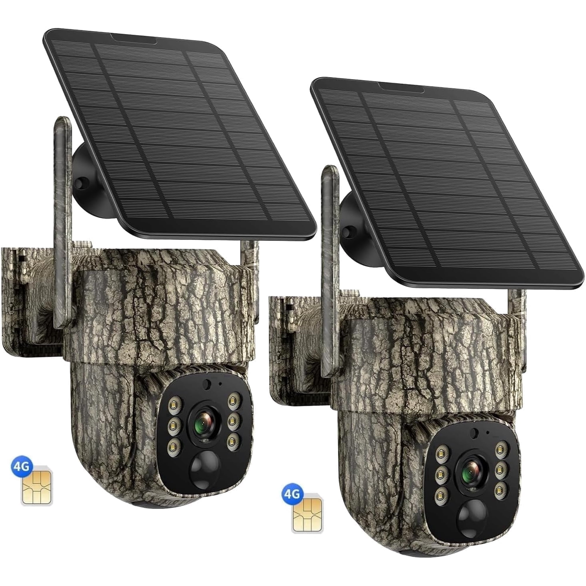 Campark 4G LTE Cellular Trail Camera 2 pack, Built-in SIM Card Hunting Game Cameras 7800mAh Solar Battery 360° View Auto Tracking Motion Activated