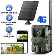 CAMPARK 4G Cellular Trail Camera, 2.5k Live Feed Solar Powered Game Cameras with 4 Area in 1 Screen, Smart PLR Motion Activated Night Vision, Built-in SIM Card, No WiFi Needed for Outdoor/Surveillanc