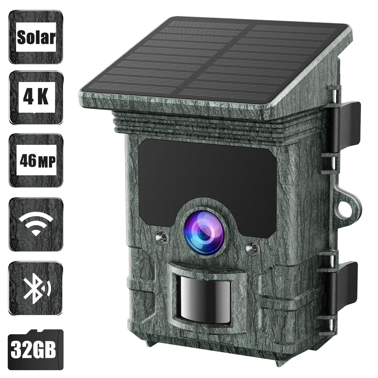 CAMPARK Solar Powered Trail Camera Native 4K 30fps 46MP WiFi Game Deer