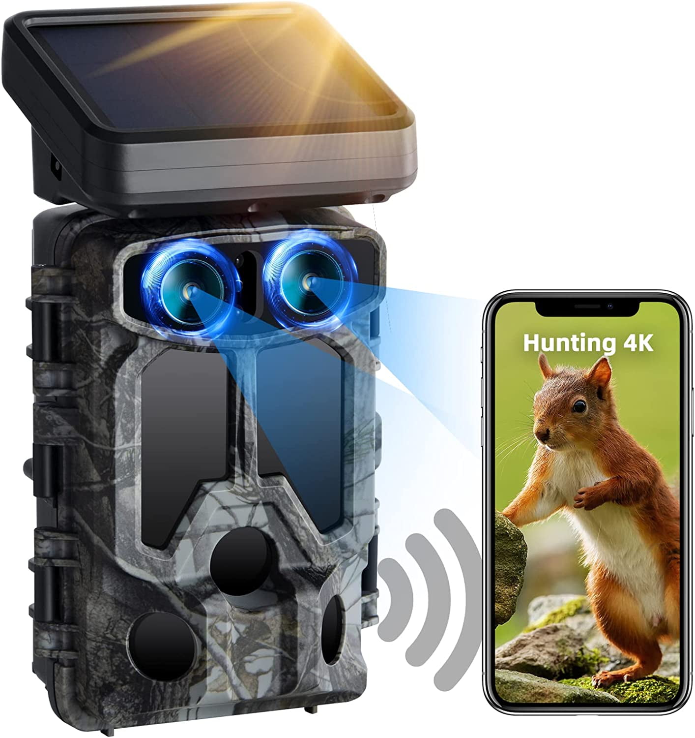 CAMPARK 4G LTE Cellular Trail Camera Wireless, Solar Powered Game Camera  with 360°Pan 90°Tilt, 2K HD Night Vision, Motion Activated, Waterproof  IP66, Hunting Security Camera with SIM Card, NO WiFi 