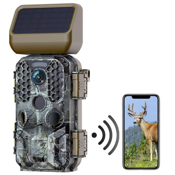 CAMPARK Solar Trail Camera 4K Native 30FPS 30MP, WiFi Bluetooth Game Camera with 120Wide-Angle Motion Activated Night Vision IP66 Waterproof for Wildlife Monitoring