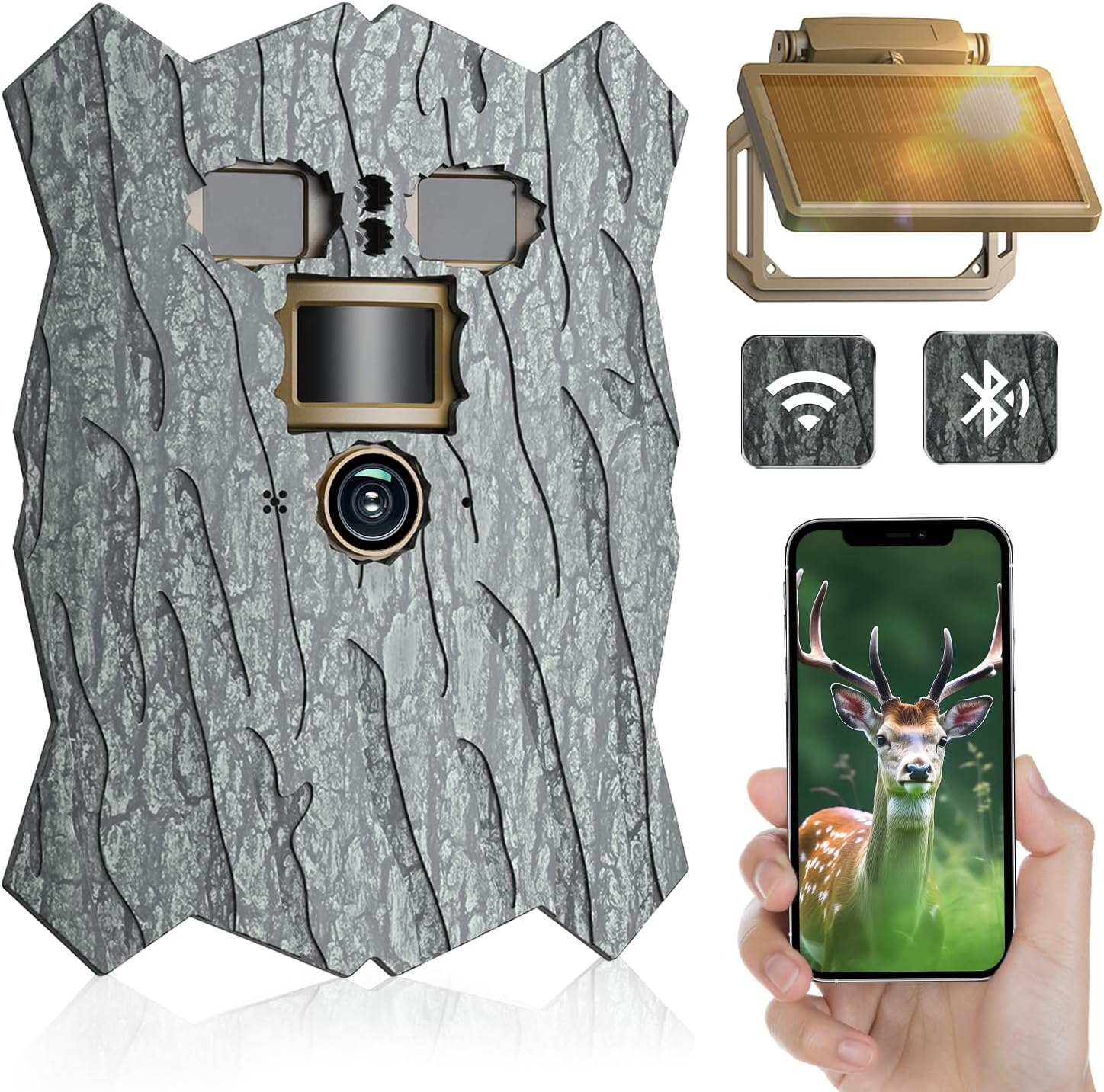 CAMPARK Solar Trail Camera 4K 30fps, WiFi Bluetooth 48MP Game Camera