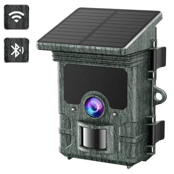 CAMPARK Solar Trail Camera WiFi Bluetooth Native 4K 30fps 46MP Game Camera with 4400mAh Night Vision Fast 0.1s Trigger Motion Activated IP66 Waterproof Hunting Trail Cam for Wildlife Monitoring
