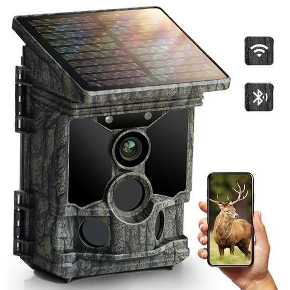 CAMPARK Solar WiFi Trail Camera 4K 46MP Built-in Lithium 4400mAh Battery Game Wildlife Hunting Camera Night Vision Motion Activated