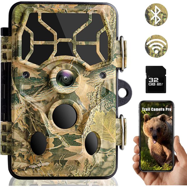 CAMPARK T80 Wifi Bluetooth Trail Camera with SD Card 20MP 1296P Game
