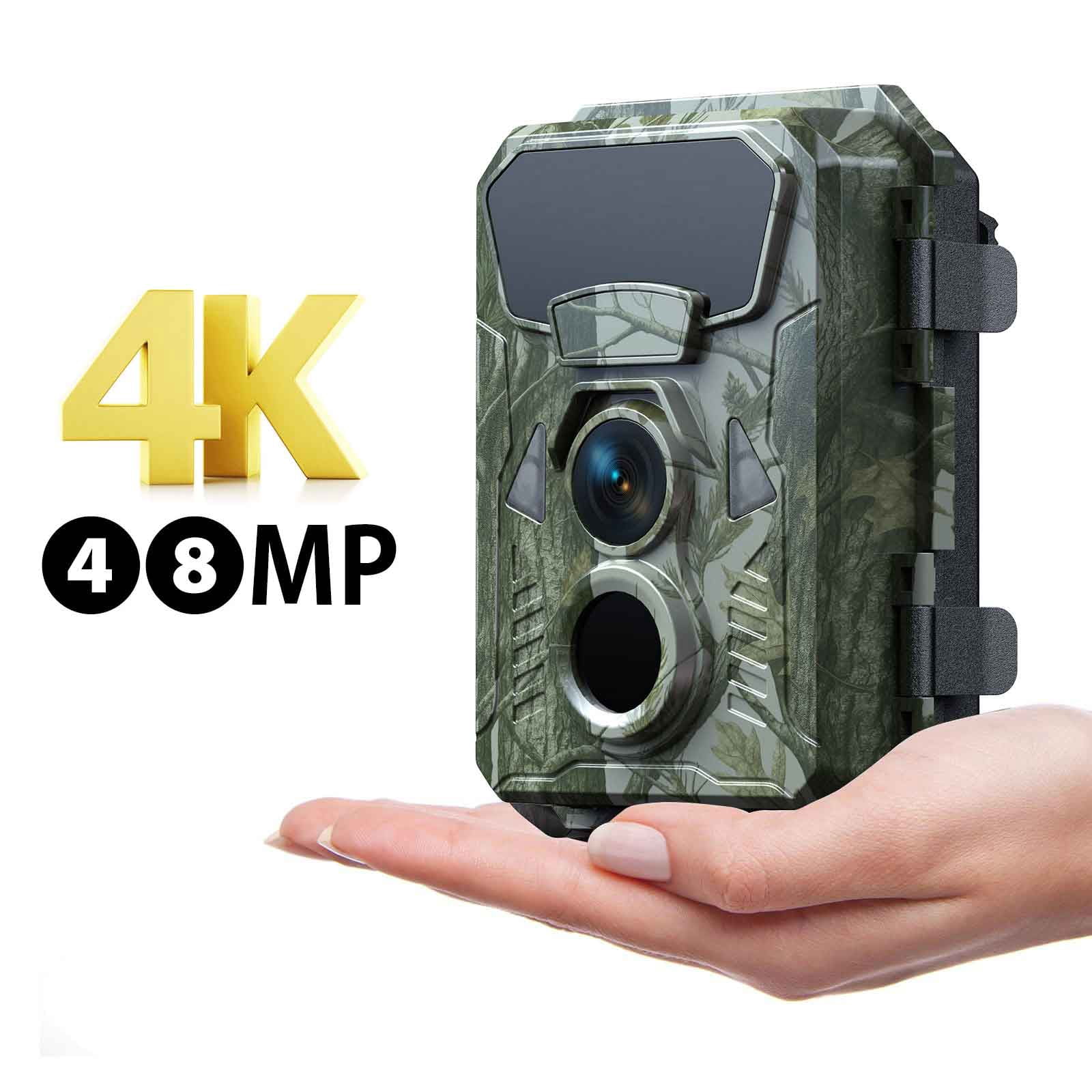 CAMPARK Trail Camera 4K 48MP Game Hunting Deer Camera with PIR Infrared Night Vision 0.1S Fast Trigger Time Motion Activated Waterproof IP66 120° Wide Angel 2.0" LCD Trail Wildlife Camera