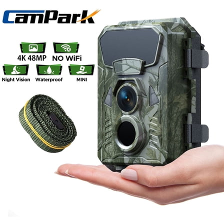 CAMPARK Trail Camera 4K 48MP Game Camera with Infrared Night Vision Waterproof 65FT Motion Activated Wildlife Scouting Hunting Deer Trail Cam with 120° Wide Angle Lens 2.0"LCD