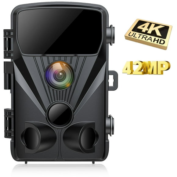 CAMPARK Trail Camera 4K 42MP Game Deer Hunting Camera with 42pcs infrared LEDs Night Vision Waterproof IP66 0.3s Trigger Time Motion Activated 120° Wide Angel Trail Cam for Wildlife Monitor 2.4" LCD