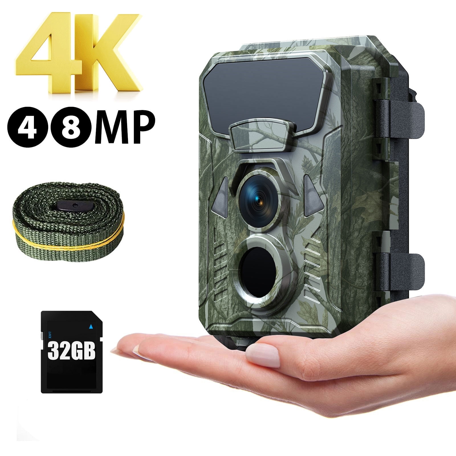 CAMPARK Trail Camera with SD Card 4K 48MP Game Deer Hunting Camera with 950nm infrared Night Vision LEDs Waterproof IP66 0.1s Trigger Time Motion Activated Trail Cam for Wildlife Monitor 2.0" LCD