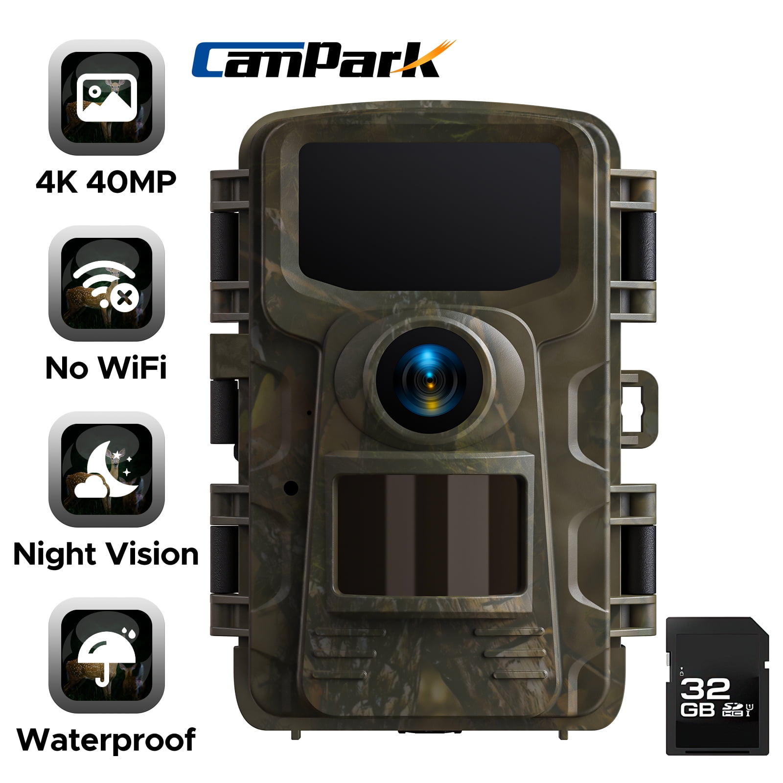 CAMPARK Trail Camera with SD Card 1080P Game Camera with Night