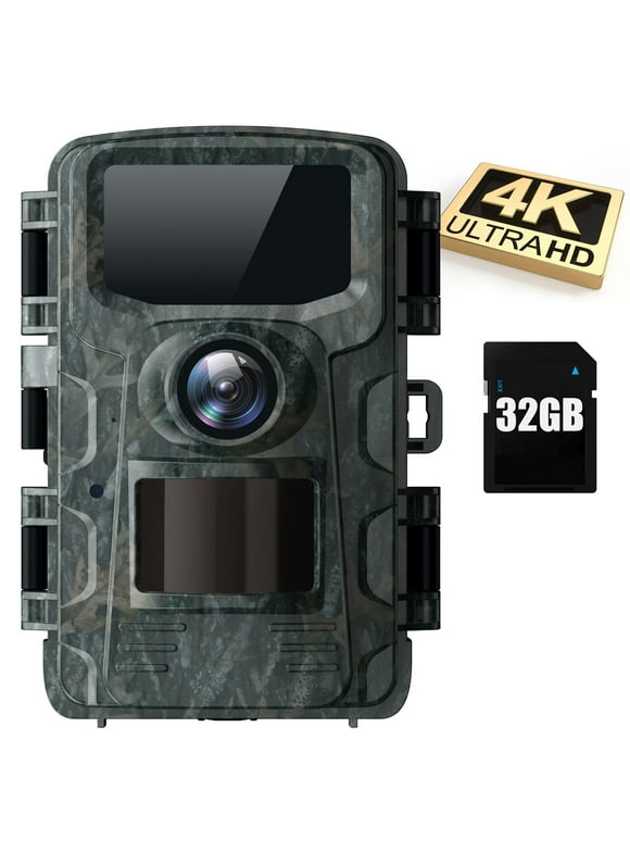 CAMPARK Trail Camera with SD Card 40MP 4K Game Hunting Deer Camera with Infrared Night Vision Waterproof Motion Activated 120° Wide Angle 2.0"LCD Outdoor Wildlife Trail Cam