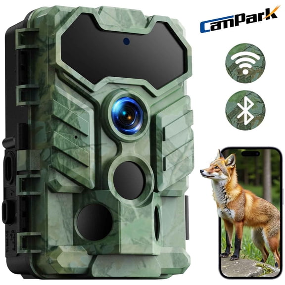 CAMPARK WiFi Trail Camera 32MP 1080P Deer Hunting Game Camera with Infrared Night Vision 0.1s Fast Trigger Time Motion Activated Waterproof IP66 130° Wide Angel 2.4" LCD Trail Wildlife Camera