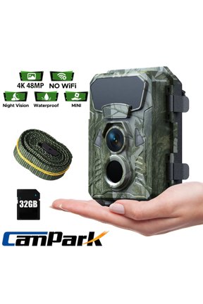 Trail Camera with SD Card- 4K 48MP Night Vision Game Camera 0.1s Trigger Time Latest Sensor Motion Hunting Cameras Time-Lapse with 120Wide-Angle 2.0 LCD for Wildlife Outdoor Monitoring