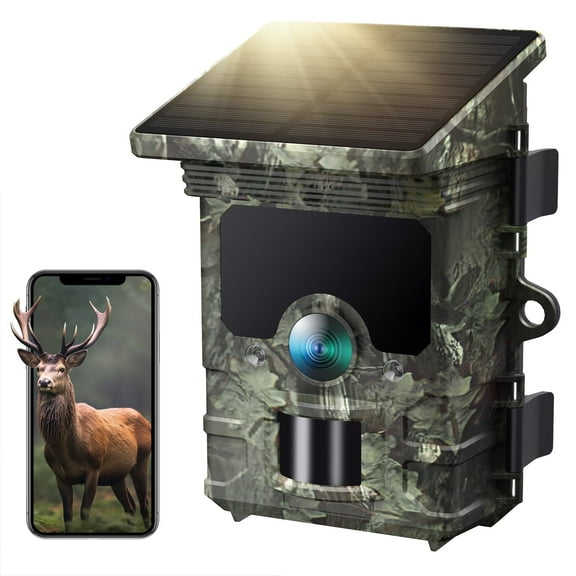 CAMPARK Trail Camera WiFi Solar 4K 85MP Game Camera with Night Vision Waterproof IP66 Motion Activated for Hunting Wildlife