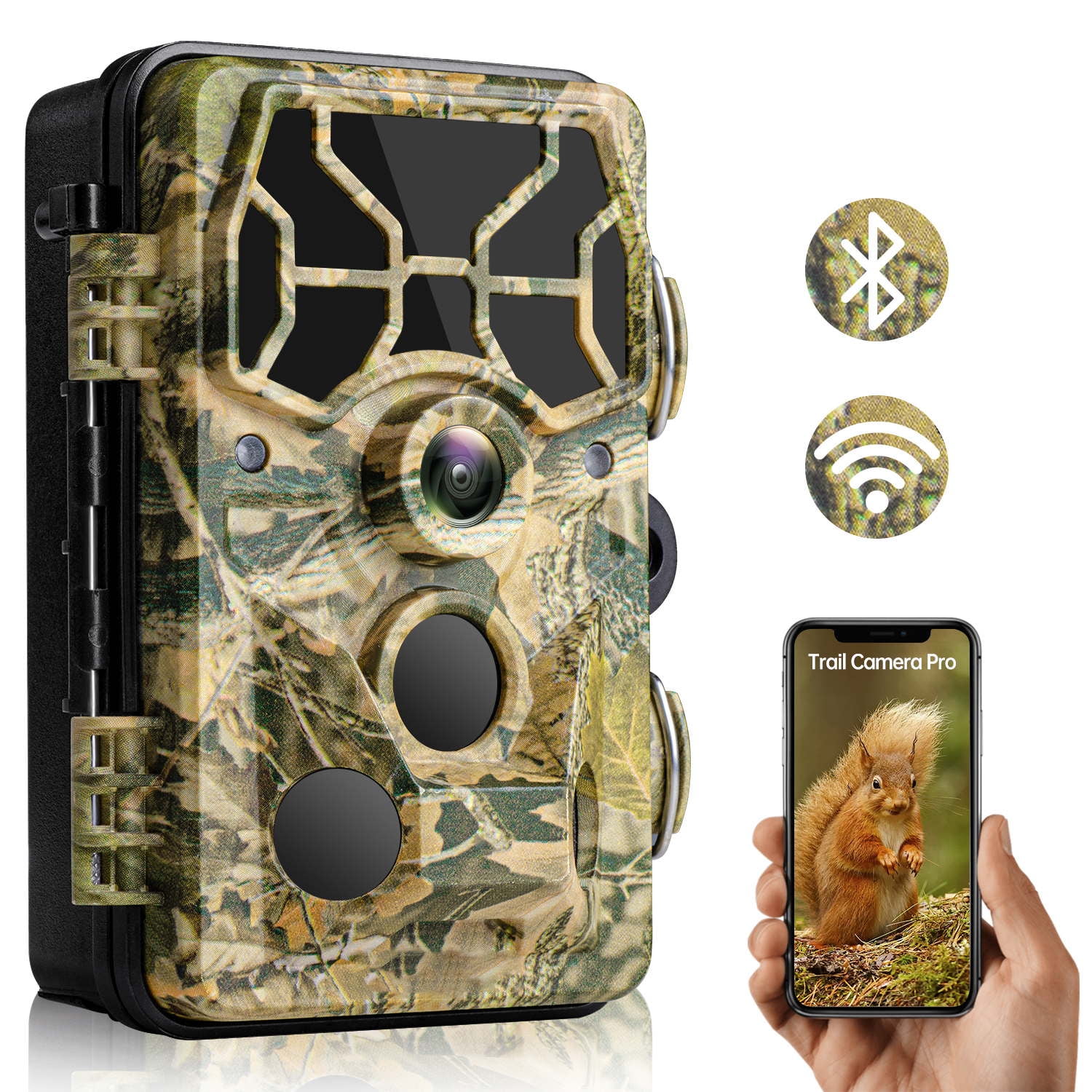 CAMPARK Trail Camera WiFi Buletooth 20MP 1296P Game Hunting Camera Infrared Night Vision Waterproof IP66 Motion Activated 2.4" Color TFT LCD Trail Cam for Wildlife Monitor