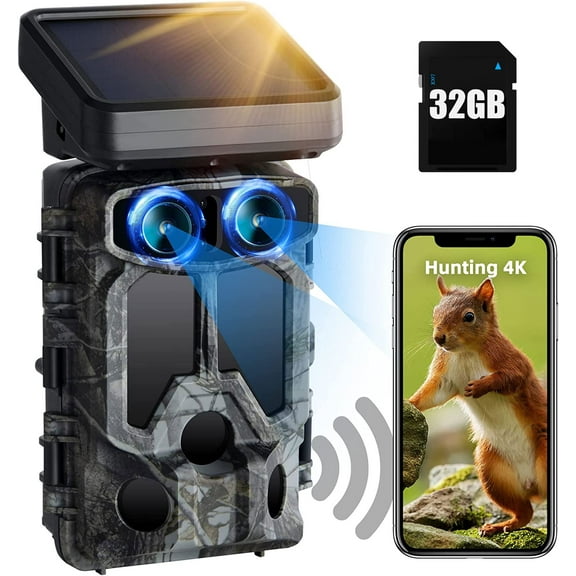 CAMPARK Trail Game Camera with SD Card Native 4K 60MP 30FPS WiFi Starlight Night Vision Dual Lens Bluetooth IMX458 Sensors Waterproof Hunting Deer Camera for Outdoor Wildlife Monitoring