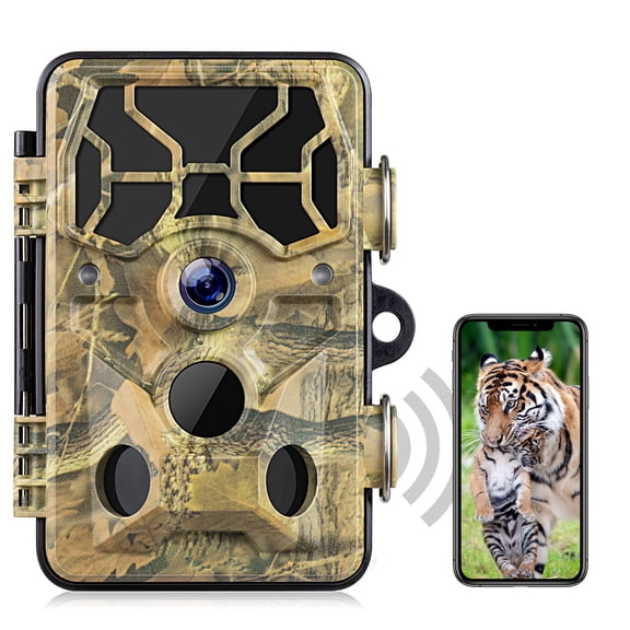 CAMPARK WiFi Bluetooth Trail Camera 20MP 1296P Deer Hunting Game Camera 65FT Infrared Night Vision Waterproof IP66 Outdoor Wildlife Trail Cam
