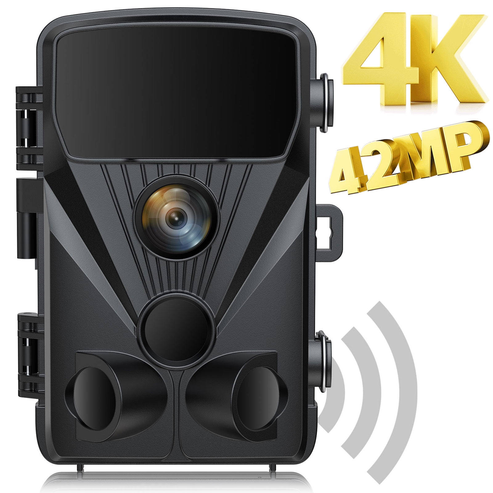 CAMPARK WiFi Trail Camera 42MP 4K Game Camera Outdoor Deer Hunting Cam Wildlife Monitoring Night Vision 65FT 3 PIR Infrared Sensors Motion Activated Waterproof IP66 2.4" LCD Trail Security Cam