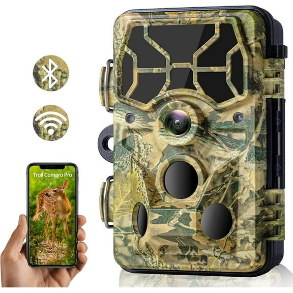 CAMPARK WiFi Trail Camera 20MP 1296P Hunting Game Camera Bluetooth 120 Motion Activated IP66 Waterproof with 850nm Night Vision Trail Cam for Wildlife Monitoring