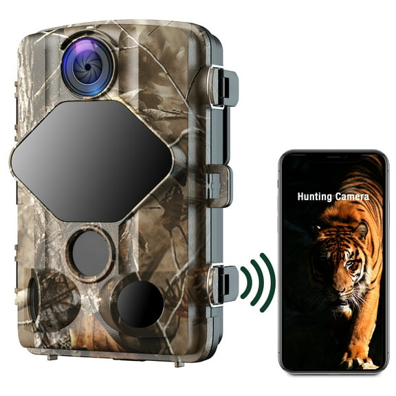 CAMPARK WiFi Bluetooth Trail Camera 30MP 4K Deer Game Camera Night Vision Motion Activated 3 PIR LEDs 120°Wide Lens Hunting Wildlife Camera Waterproof IP66 Hunting Trail Monitors