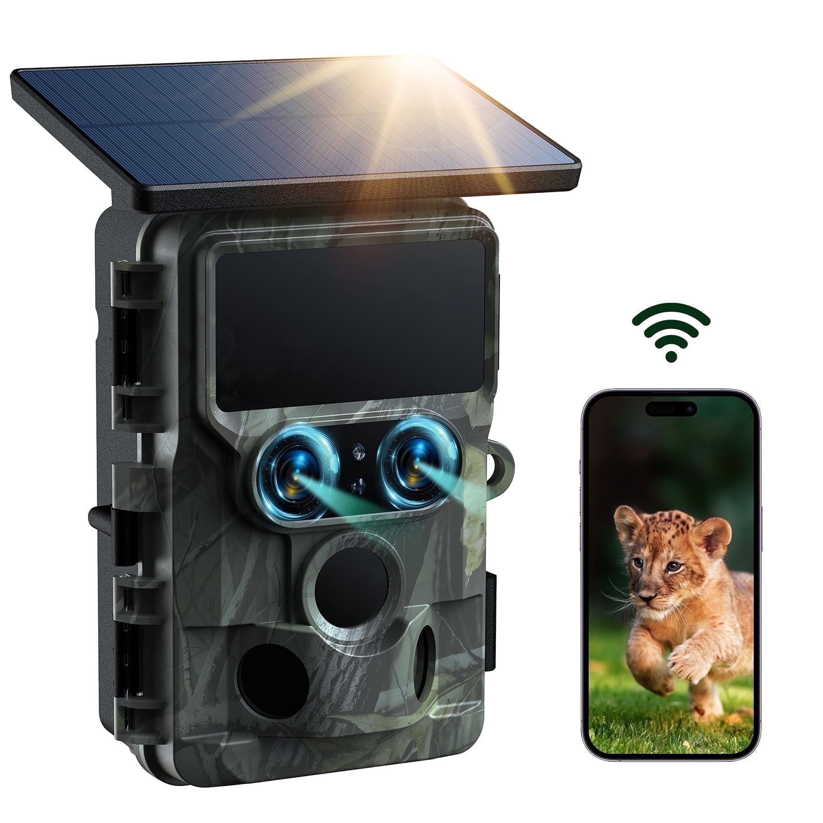 珍しい  Camera, Trail WiFi UHD 4K Campark Solar Night 30FPS Powered, 防犯カメラ