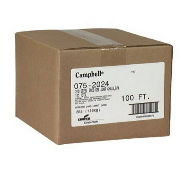 CAMPBELL 0801624 JACK CHAIN STEEL,#16,Z/P,100'/CTN
