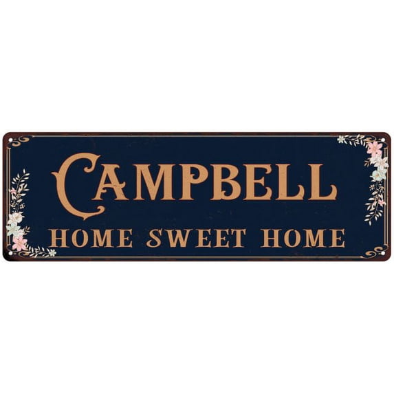 CAMPBELL Home Sweet Home Victorian Gift 6x18 Metal Sign 206180046835