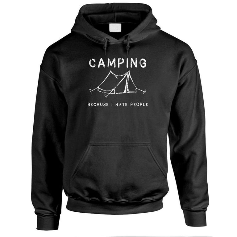 CAMPING BECAUSE I HATE PEOPLE - Pullover Hoodie, Black, XL