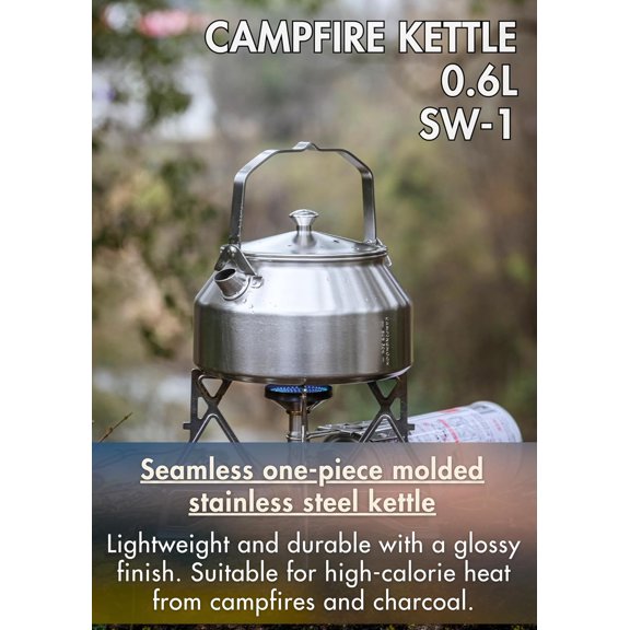 CAMPINGMOON 1L Campfire Kettle Seamless One-Piece Stainless Steel Wide Bottom Wide Spout Integrated Molding Camping Outdoor Water Boiler SW-1$$Sport & Recreation Other