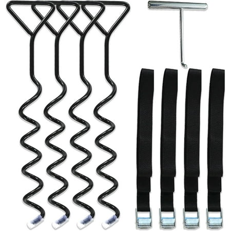 CAMPIOR Heavy Duty Galvanized Steel Trampoline Ground Anchors – Wind Stakes for Increased Stability and Security, Compatible with Most Trampoline Sizes and Shapes, Easy Installation with T-Hook