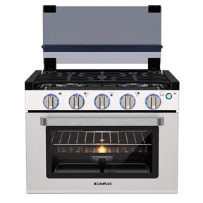 CAMPLUX Classic 17 In RV Propane Gas Range Oven with 3 Burners Cooktop, Stove Oven Combo, Stainless Steel