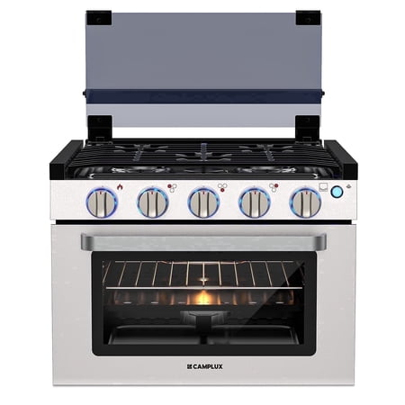 CAMPLUX Classic 17 In RV Propane Gas Range Oven with 3 Burners Cooktop, Stove Oven Combo, Stainless Steel