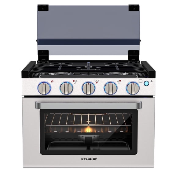 CAMPLUX 17 In RV Stove Gas Range, Outdoor Gas Range Oven with 3 Burners Cooktop