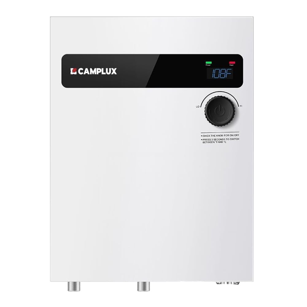 Camplux 18kW White Electric Tankless Water Heater with Digital Display