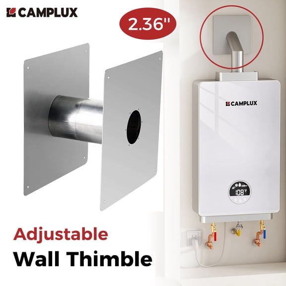 CAMPLUX 2.36 in. Adjustable Wall Thimble Stainless Steel for Indoor Water Heater