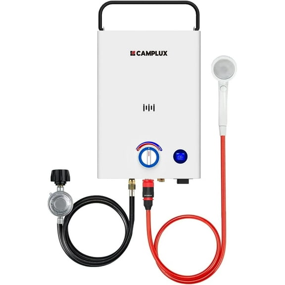 CAMPLUX First 2.64GPM 68,000 BTU Portable Propane Outdoor Tankless Water Heater F10, Camping Water Heater with LED Digital Display