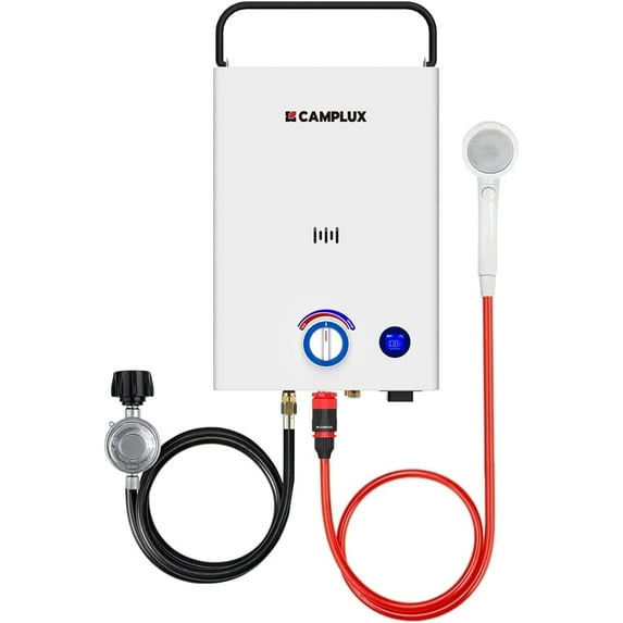 CAMPLUX First 2.64GPM 68,000 BTU Portable Propane Outdoor Tankless Water Heater F10, Camping Water Heater with LED Digital Display