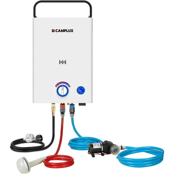 CAMPLUX First F10 Pro 2.64GPM 68,000 BTU Portable Outdoor Propane Tankless Water Heater with Water Pump Set for Camping