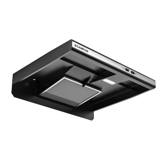 CAMPLUX 22'' RV Range Hood, Ductless Range Hood with LED Light and Exhaust Fan, 12V DC for RV, Tiny House, Trailer and Yacht