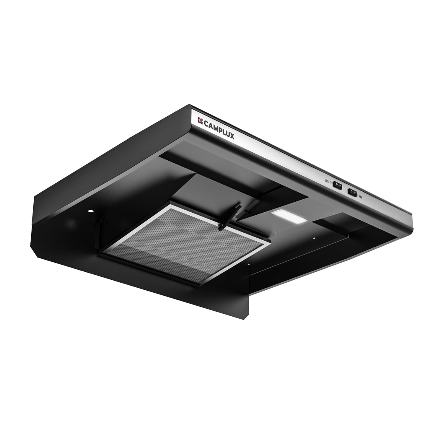 CAMPLUX 22 Inches RV Range Hood, Ductless Range Hood with LED Light and Exhaust Fan, 12V DC