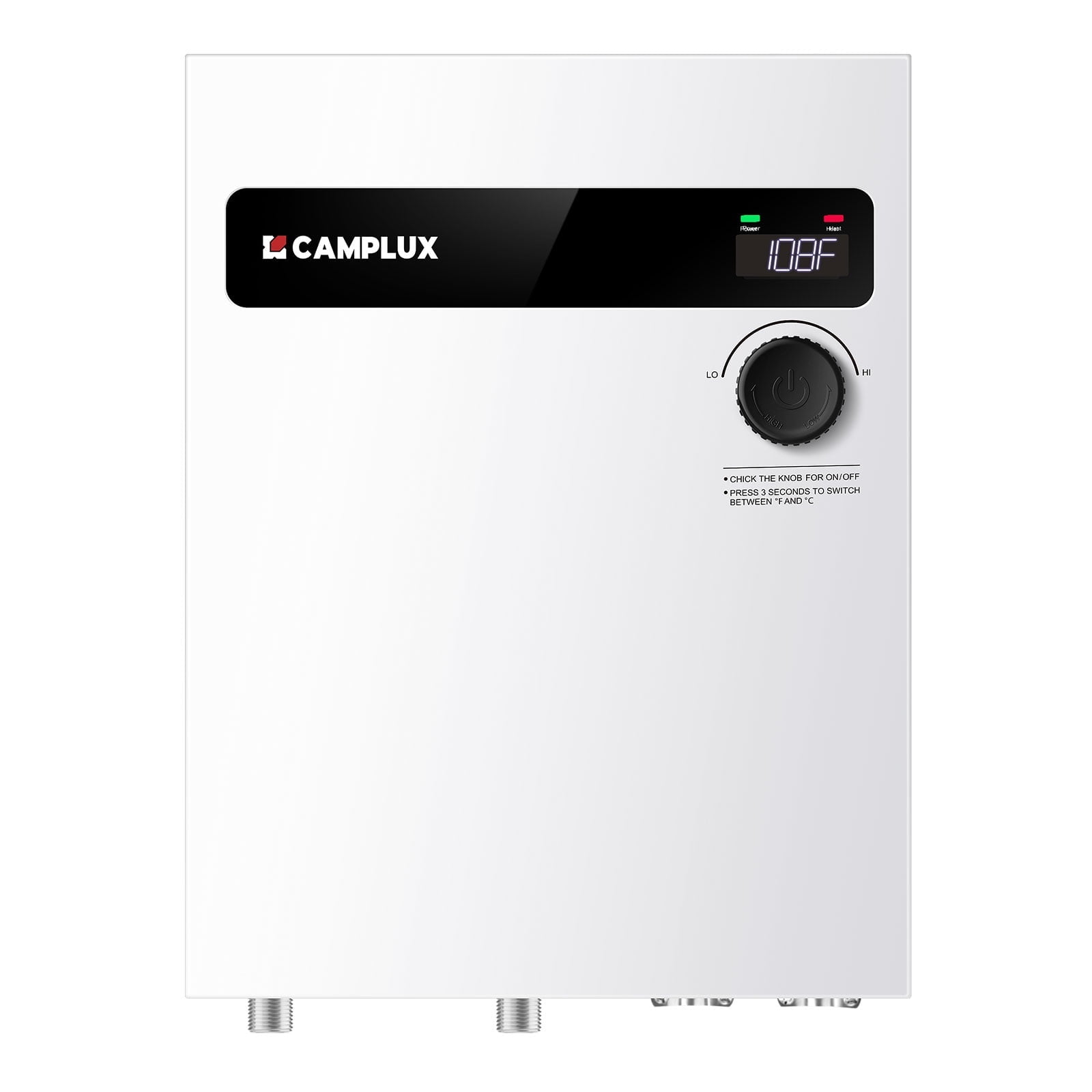 Camplux 24kW White Tankless Electric Water Heater with Digital Display