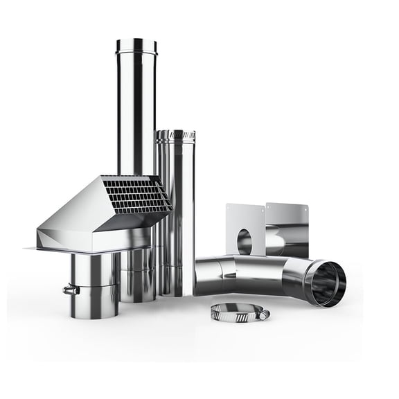 CAMPLUX 3" Horizontal Stainless Steel Vent Pipe Kit for Indoor Tankless Water Heater