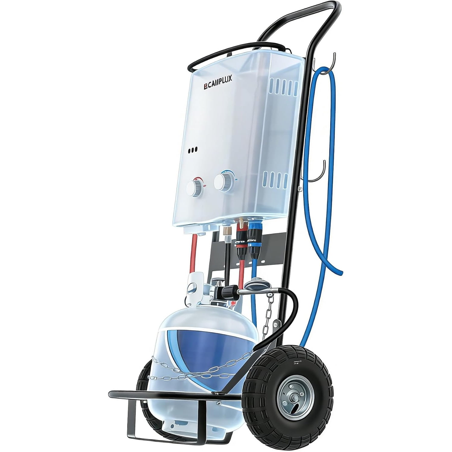 CAMPLUX 300 lb. Capacity 2-Wheel Folding Steel Hand Truck for Portable Water Heater