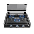 thumbnail image 1 of CAMPLUX Classic 21 Inches RV Propane Cooktop with 3 Burners, Slide-in, Gas Rangetop with Tempered Glass Cover for Camper Trailers, Motorhomes, and Boats, 1 of 7